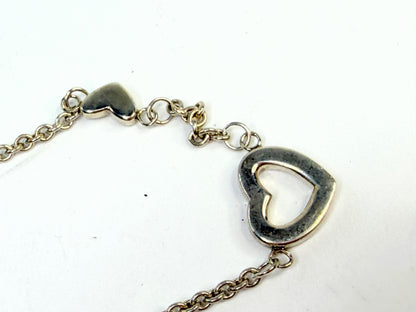 Tiffany & Co sterling Silver Heart Link Lariat Bracelet toggle clasp JR1302