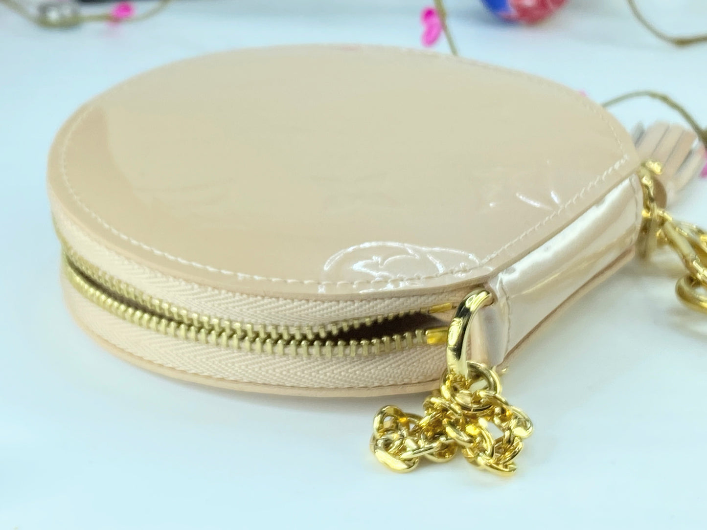 Louis Vuitton Vernis Chapeau Coin Purse Rose Florentin with lock GS331