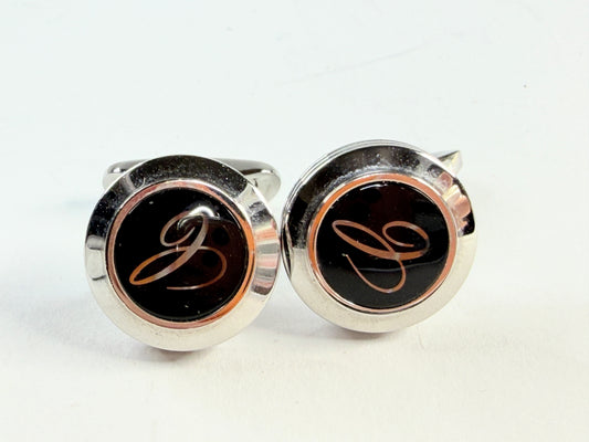 Vintage Chopard Classic Black Lacquer Stainless Steel Cufflinks SS197
