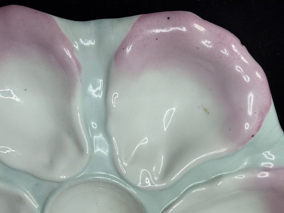 Pink and Seafoam Majolica Style Seafood Plate 9.5 Inch A1226