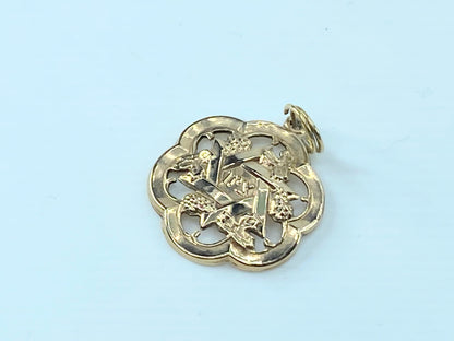 Judaica Jewish 14K gold Pendant Zion ציון floral design pendant 1.7g JR9114