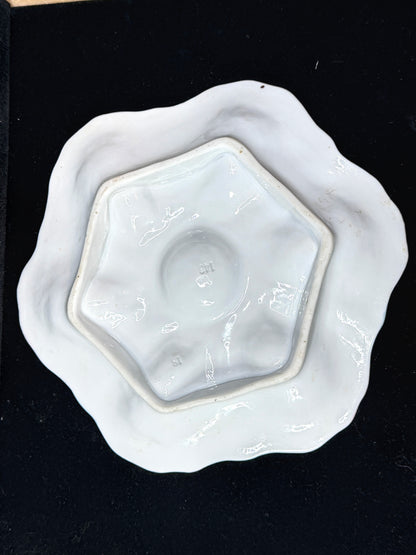 Nineteenth Century Continental Pink and Mint Majolica Oyster Dish 9.5" A1227