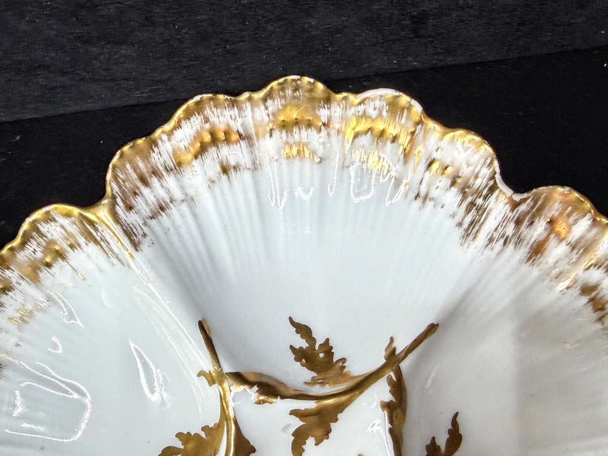 Antique T&V Limoges Oyster Plate Gilman Collamore Gold Gilt 5 Wells A1229
