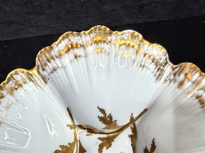 Antique T&V Limoges Oyster Plate Gilman Collamore Gold Gilt 5 Wells A1229