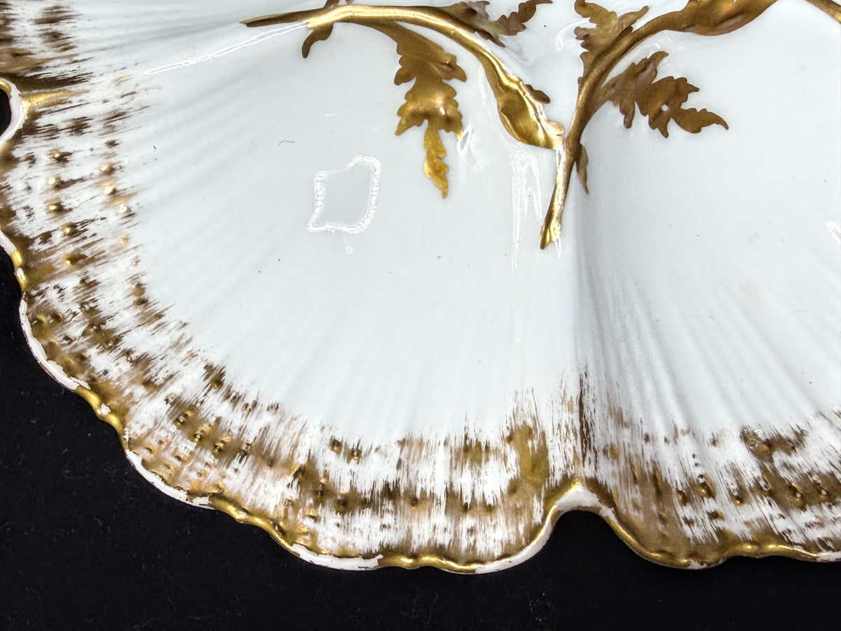 Antique T&V Limoges Oyster Plate Gilman Collamore Gold Gilt 5 Wells A1229