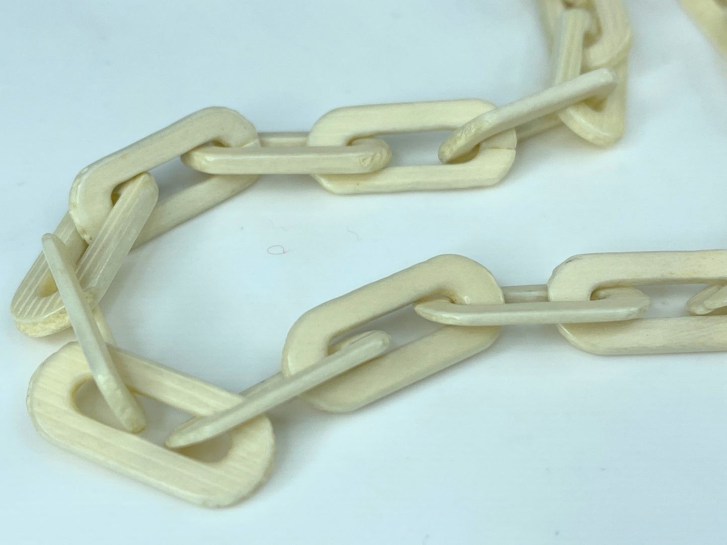 Early century Sterling 925 hand carved bone Octangular Toggle necklace 45" GS559