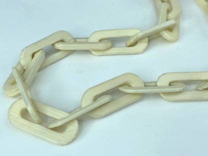 Early century Sterling 925 hand carved bone Octangular Toggle necklace 45" GS559