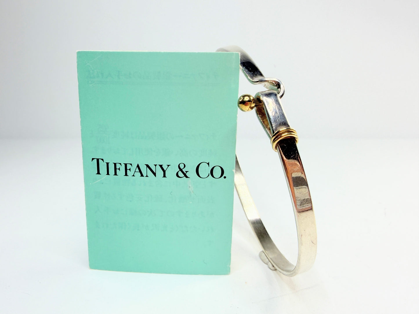 Vintage Tiffany & Co Sterling Silver eye-Hook bracelet with 18K Gold Ball JR1305