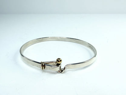 Vintage Tiffany & Co Sterling Silver eye-Hook bracelet with 18K Gold Ball JR1305