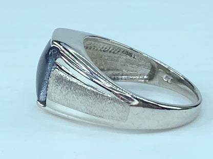 Men's Simulated Cat's Eye Ring with Diamond Accents in Sterling Silver JR9119