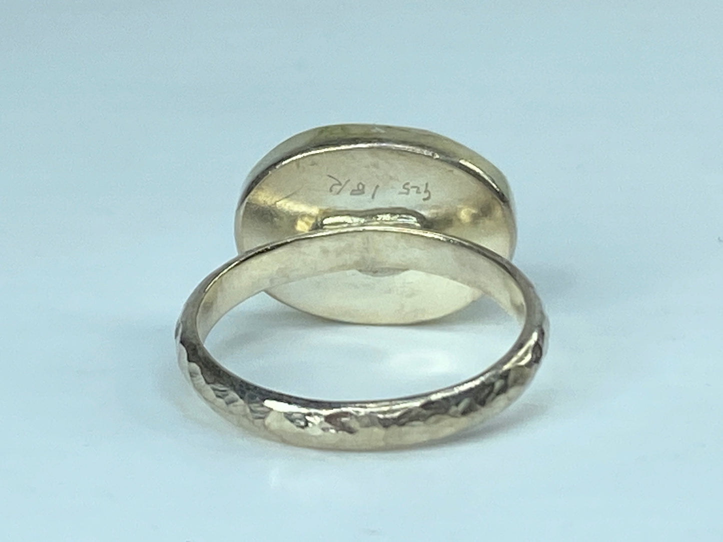 Topaz ring, lemon Topaz oval bicolor sterling Silver hammer shank s6 3.5g JR782