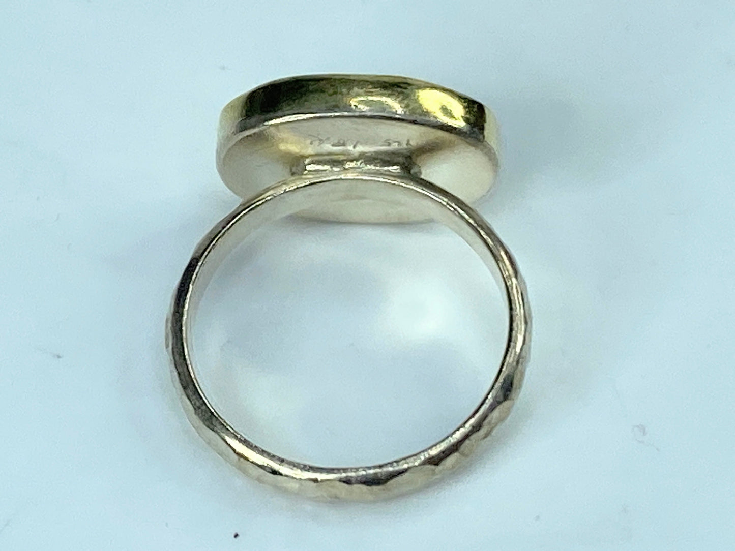 Topaz ring, lemon Topaz oval bicolor sterling Silver hammer shank s6 3.5g JR782