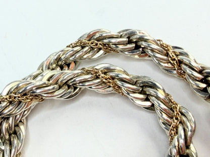 Vintage Sterling Silver Rope Link Bracelet with 10K Accents JR1307
