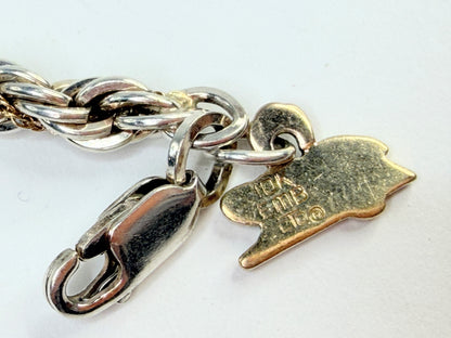 Vintage Sterling Silver Rope Link Bracelet with 10K Accents JR1307