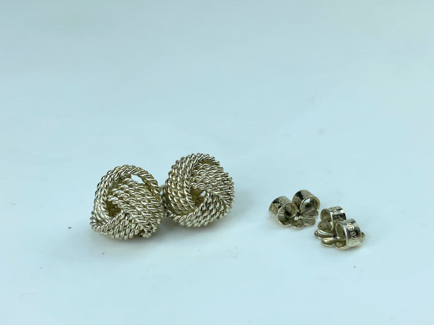 Tiffany & Co. Twist Knot Sterling Silver post Earrings with pouch JR759