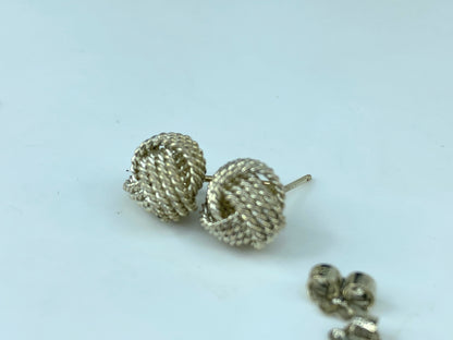 Tiffany & Co. Twist Knot Sterling Silver post Earrings with pouch JR759