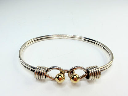 Rare Tiffany & Co Sterling Silver & 18k Double Hook & Eye Bangle Bracelet JR1308