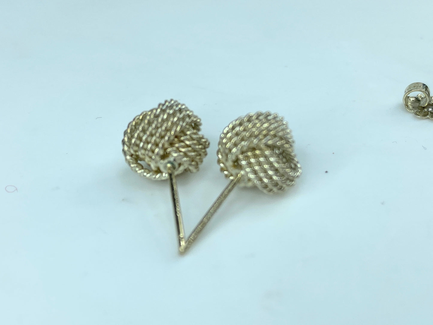 Tiffany & Co. Twist Knot Sterling Silver post Earrings with pouch JR759