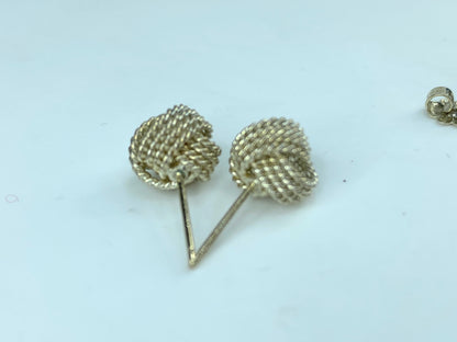 Tiffany & Co. Twist Knot Sterling Silver post Earrings with pouch JR759