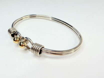 Rare Tiffany & Co Sterling Silver & 18k Double Hook & Eye Bangle Bracelet JR1308