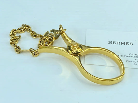 HERMES Gold-Plated Gold-Plated "Filou" Glove Clip Bag Charm rt. GS335