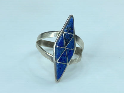 Signed DLY Sterling Silver and Denim Lapis ring 2.9g s6.75 JR760