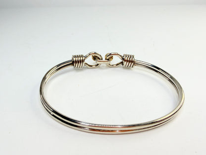 Rare Tiffany & Co Sterling Silver & 18k Double Hook & Eye Bangle Bracelet JR1308