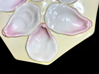 Antique Pink Lavender Oyster Plate 6 Wells Octagonal Porcelain 8" A1232