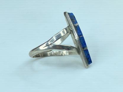 Signed DLY Sterling Silver and Denim Lapis ring 2.9g s6.75 JR760