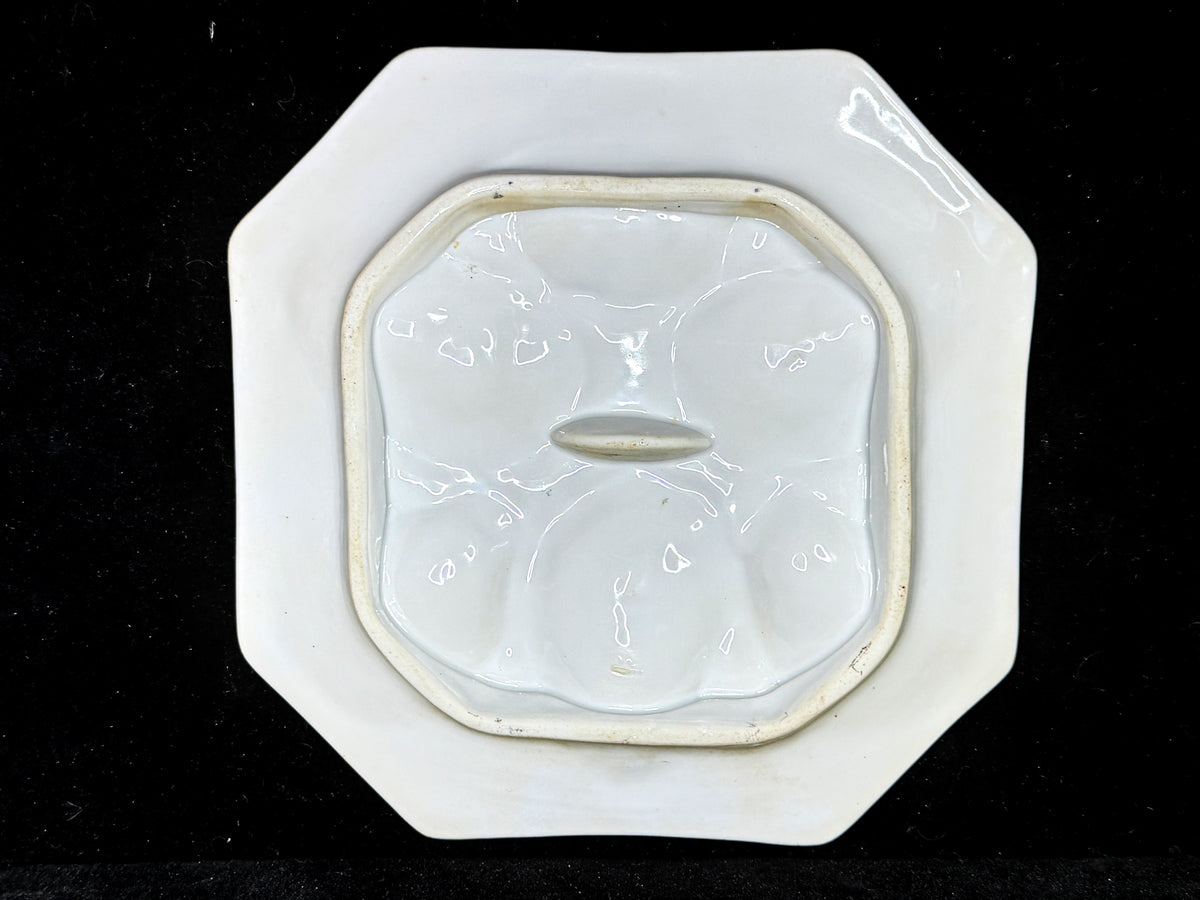 Antique Pink Lavender Oyster Plate 6 Wells Octagonal Porcelain 8" A1232