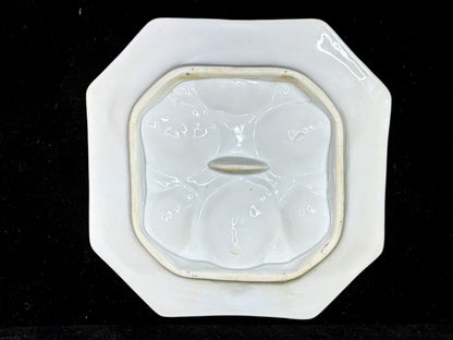 Antique Pink Lavender Oyster Plate 6 Wells Octagonal Porcelain 8" A1232