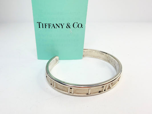 Tiffany & Co. Atlas Roman Numeral Cuff Bracelet in Sterling Silver 925 JR1310