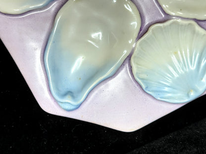 Antique German Porcelain Oyster Plate Lavender Blue Five Wells 8" A1234