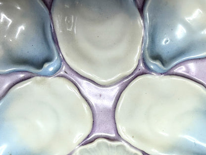 Antique German Porcelain Oyster Plate Lavender Blue Five Wells 8" A1234