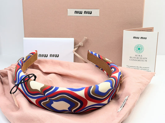 Miu Miu Printed Padded Headband with Box & Authenticity Card GS739