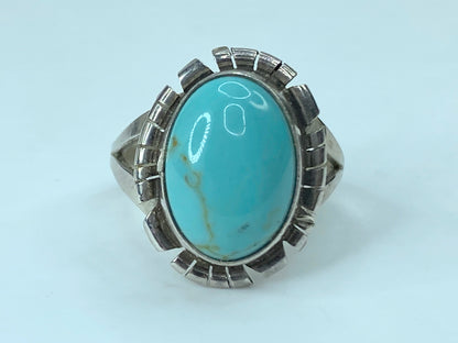 Signed 925 Sterling Silver Faux Turquoise feature ring size 7 JR763