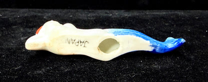 Vintage Japan Bisque Porcelain Reclining Mermaid Blue Tail Figurine A1236