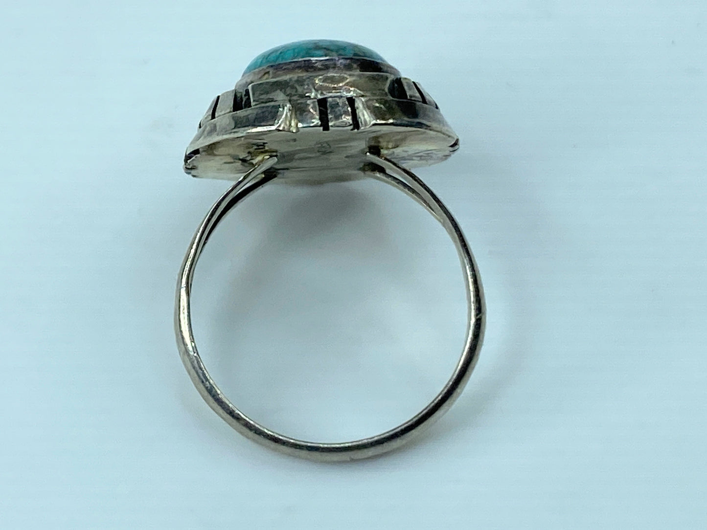Signed Spencer Sterling Silver Native American Navajo Turquoise Ring s7 JR764