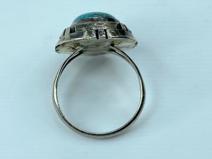 Signed Spencer Sterling Silver Native American Navajo Turquoise Ring s7 JR764