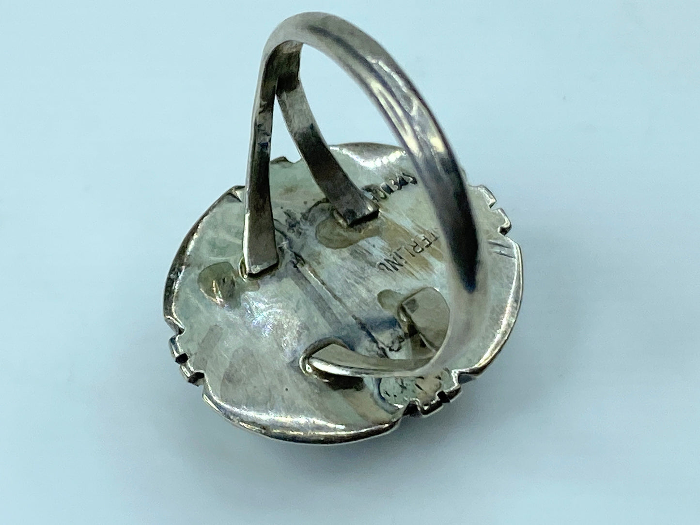 Signed Spencer Sterling Silver Native American Navajo Turquoise Ring s7 JR764