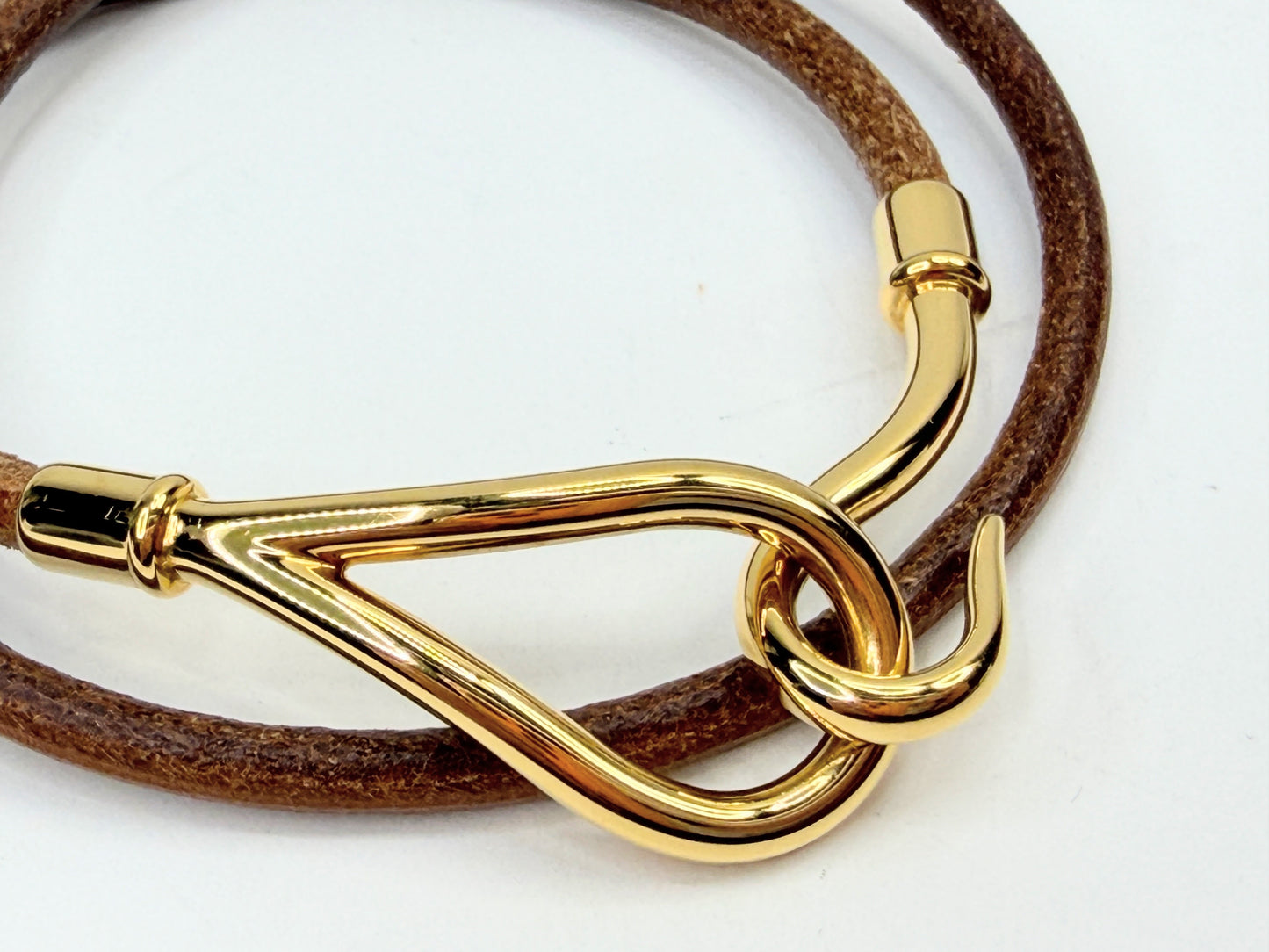 Vintage Hermès Jumbo Brown Leather Double Wrap Bracelet Choker GS741
