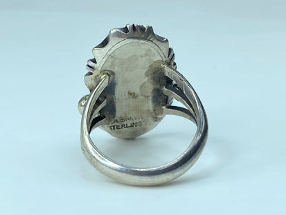 Old Pawn Navajo Signed A. Smith Sterling Silver Blue Turquoise s8.5 9.9g JR765