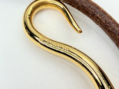 Vintage Hermès Jumbo Brown Leather Double Wrap Bracelet Choker GS741