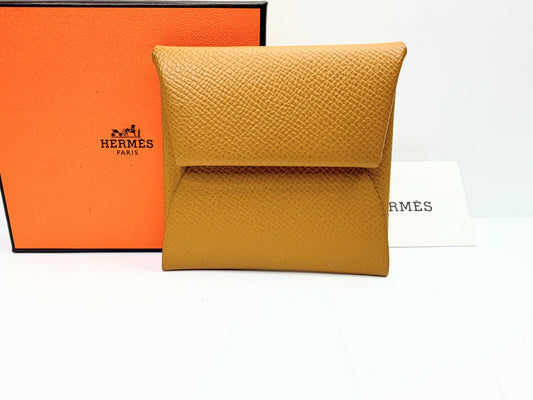 Vintage Hermès Bastia Epsom Leather Coin Purse Brown France GS742