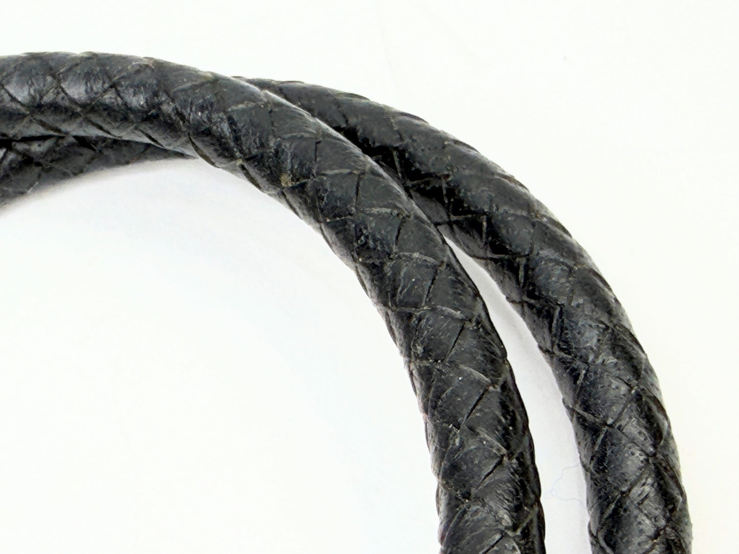 Vintage Hermès Black Braided Leather Jumbo Hook Double Tour Bracelet Choker GS74