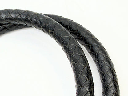 Vintage Hermès Black Braided Leather Jumbo Hook Double Tour Bracelet Choker GS74