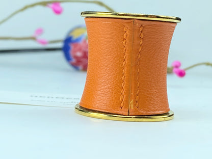 Hermès Ring Orange Metal Scarf Ring Hermes Gold in box GS390