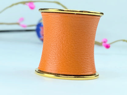 Hermès Ring Orange Metal Scarf Ring Hermes Gold in box GS390