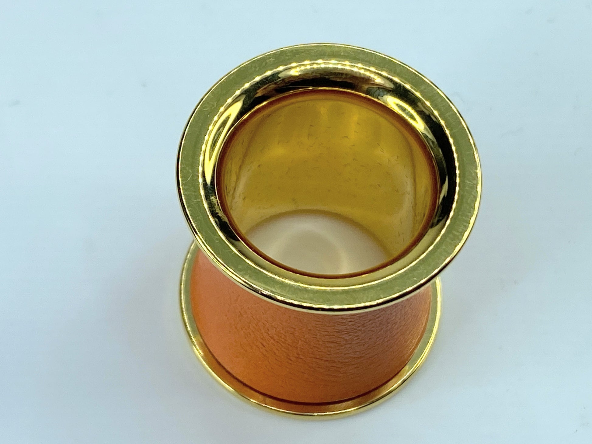 Hermès Ring Orange Metal Scarf Ring Hermes Gold in box GS390