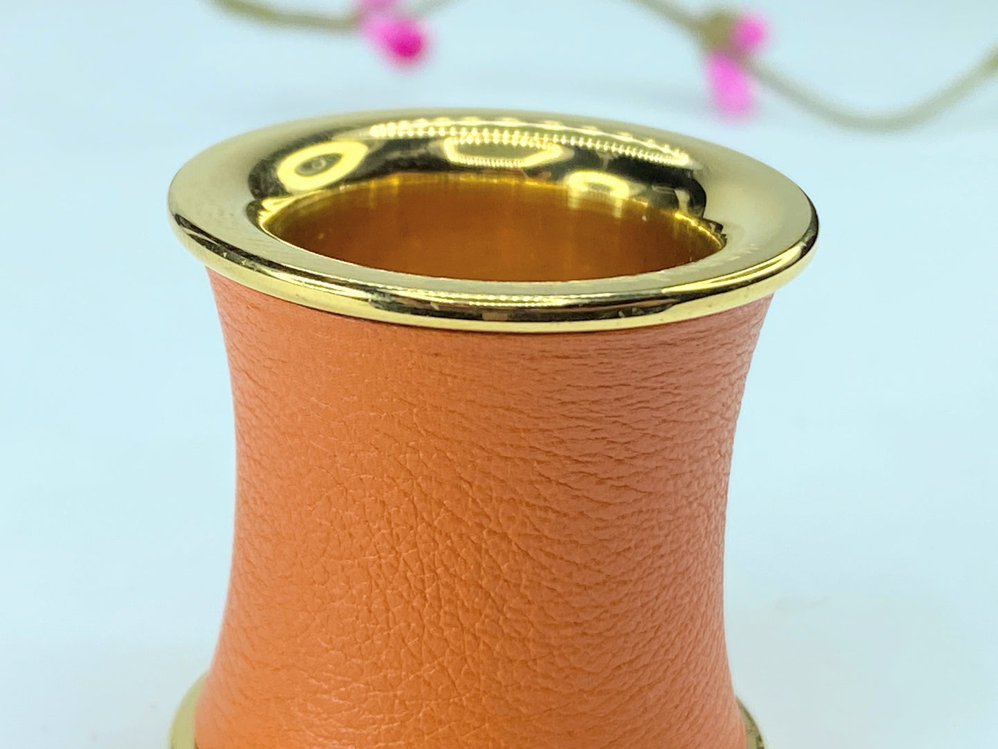 Hermès Ring Orange Metal Scarf Ring Hermes Gold in box GS390